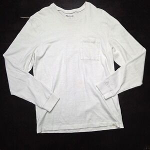 Madewell Mens Long Sleeve Pocket T-Shirt Cream Off White Size M